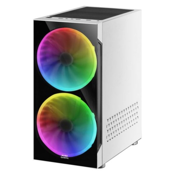 Boîtier ATX semi-tour Mars Gaming MC9W LED RGB Blanc