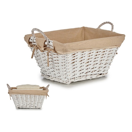 Panier Tissu Blanc osier (36 x 29,5 x 50 cm)