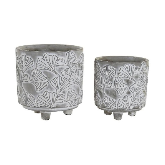 Cache-pot DKD Home Decor Gris Ciment Volet Arena (2 pcs)