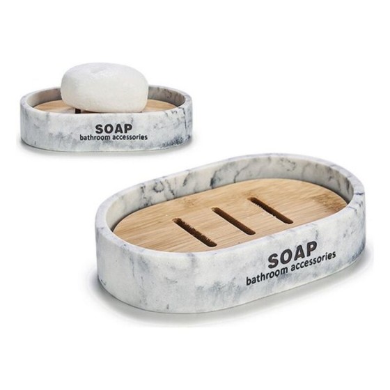 Porte-savon Marbre Blanc Résine Bambou
