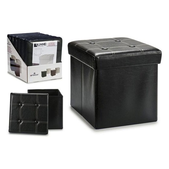 Panier Multi-usages Bois Cuir Synthétique (31 x 31 x 31 cm) (Noir)
