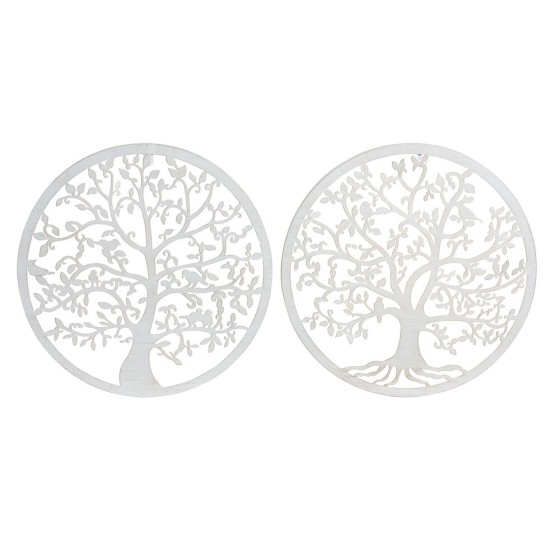 Décoration murale DKD Home Decor Blanc Métal Arbre (2 pcs) (40 x 1 x 40 cm)