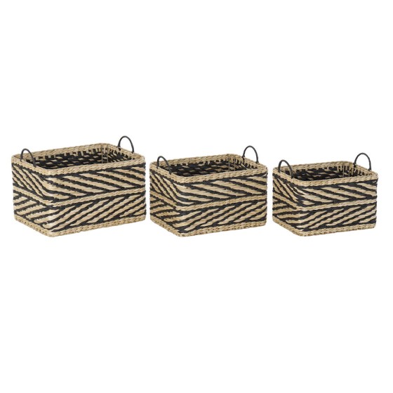 Set de basket DKD Home Decor Métal Colonial Fibre (41 x 29 x 29 cm) (3 pcs)