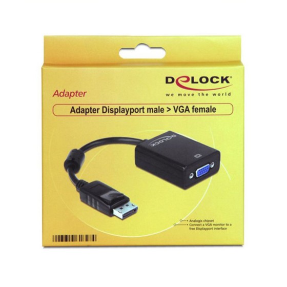 Adaptateur DisplayPort vers VGA DELOCK 61848 Noir