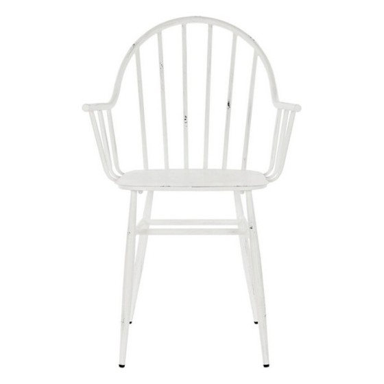 Chaise de jardin DKD Home Decor Blanc Métal (55 x 53.5 x 86 cm)