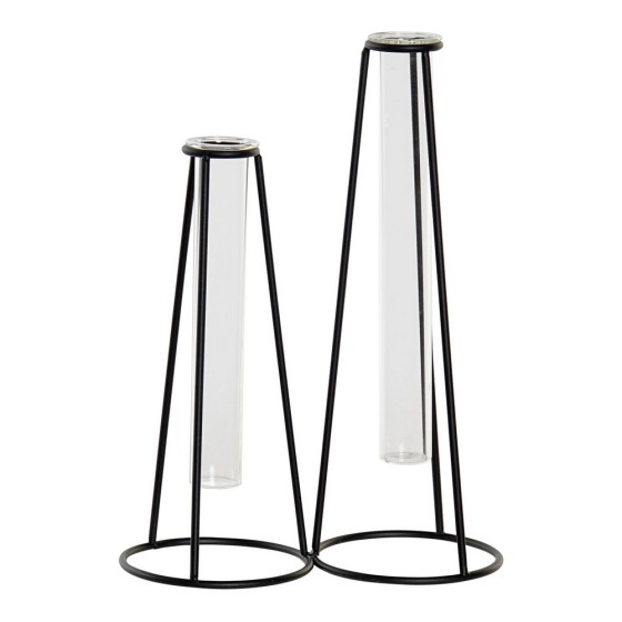 Vase DKD Home Decor Noir Métal Verre Loft (18 x 9 x 25 cm)