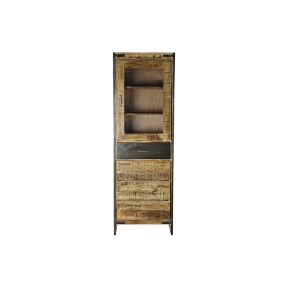 Présentoir DKD Home Decor Noir Verre Acier Bois de manguier (63 x 42 x 190 cm)