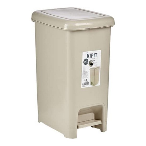 Seau à déchets avec pédale Beige Plastique 25 L (26,5 x 47 x 36 cm)
