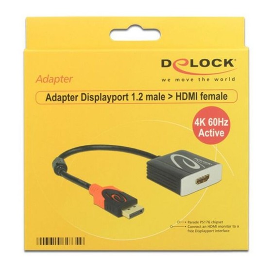 Adaptateur DisplayPort vers HDMI DELOCK 62734 20 cm Noir