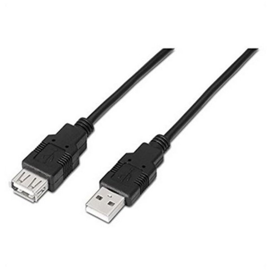 Câble de Rallonge NANOCABLE 10.01.0203-BK 1,8 m USB Prise Femelle Prise Mâle Noir