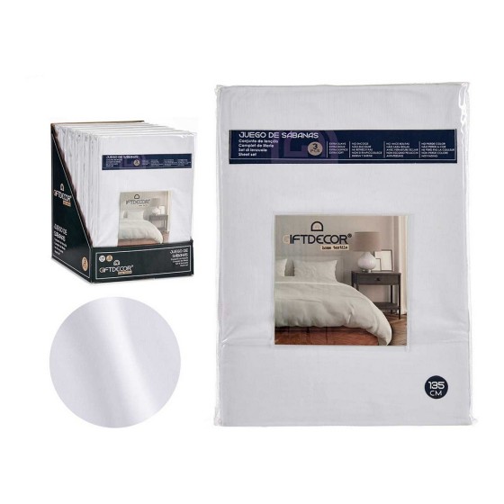 Jeu de draps Lit de 135 Blanc (3 Pièces)
