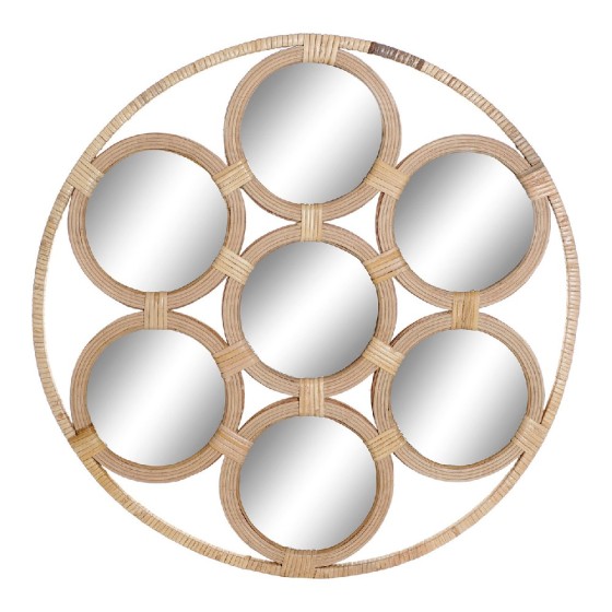 Miroir mural DKD Home Decor Verre Rotin (61.5 x 2.5 x 61.5 cm)