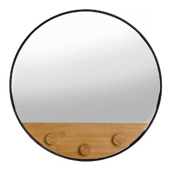 Miroir mural DKD Home Decor Marron Noir Métal Bambou (41 x 0.5 x 41 cm)