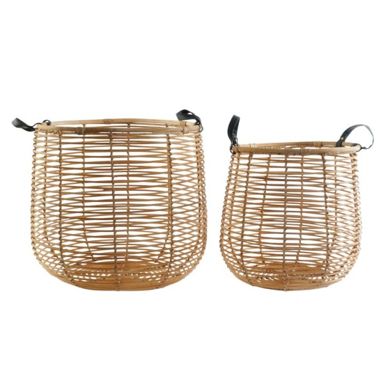Set de basket DKD Home Decor Rotin (49 x 49 x 44 cm) (42 x 42 x 39 cm) (2 pcs)