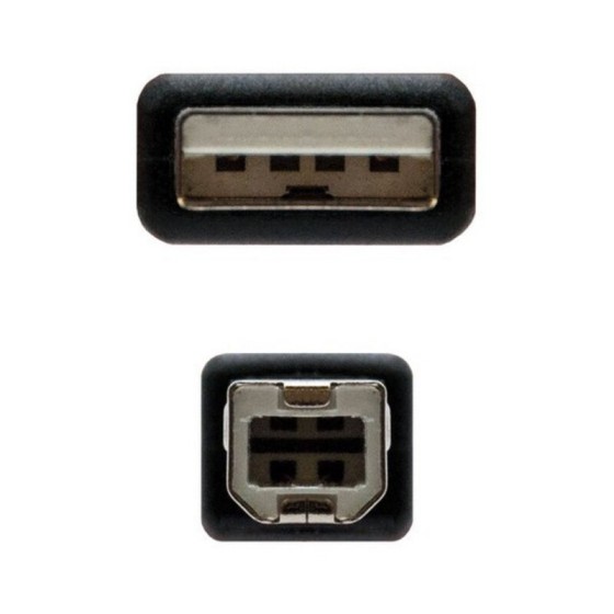 Câble USB 2.0 A vers USB B NANOCABLE 10.01.0102-BK Noir (1 m)