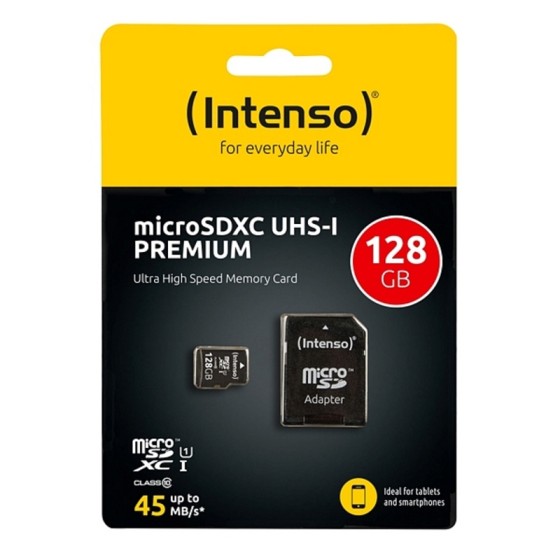 Carte Mémoire Micro SD avec Adaptateur INTENSO 34234 UHS-I XC Premium Noir