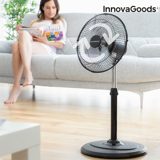 Ventilateur sur Pied Oscillant 360° InnovaGoods Ø30 cm 60W Noir