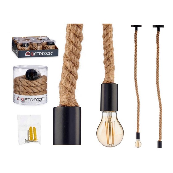 Suspension Noir Marron Corde Acier (100 x 4 x 6 cm)