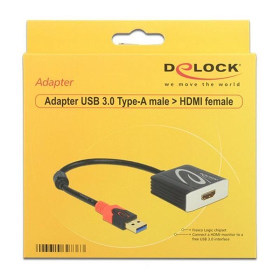 Adaptateur USB 3.0 vers HDMI DELOCK 62736 20 cm Noir