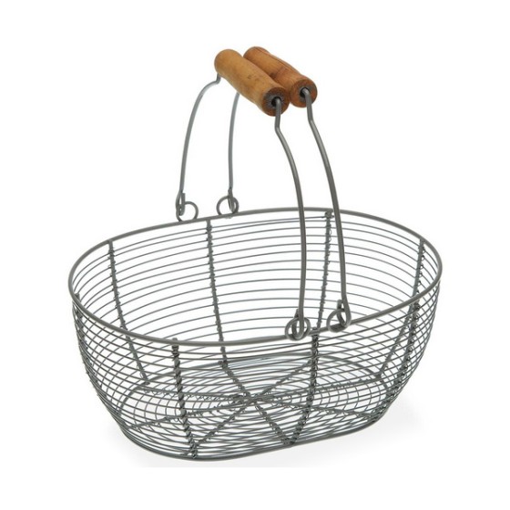 Coupe à fruits Gris Oblongue Bois Métal (18 x 9,5 x 23,5 cm)
