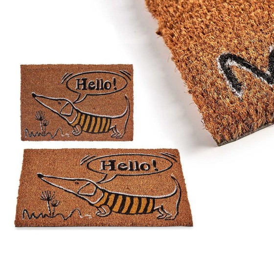 Paillasson Hello Marron Chien Fibres de coco (40 x 1,5 x 60 cm)