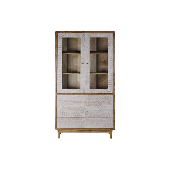 Présentoir DKD Home Decor Crème Verre Acacia (100 x 40 x 192 cm)