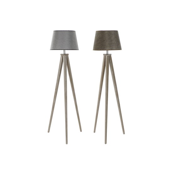Lampadaire DKD Home Decor Volet Naturel Gris Marron Lin Pin (40 x 40 x 154 cm) (2 pcs)