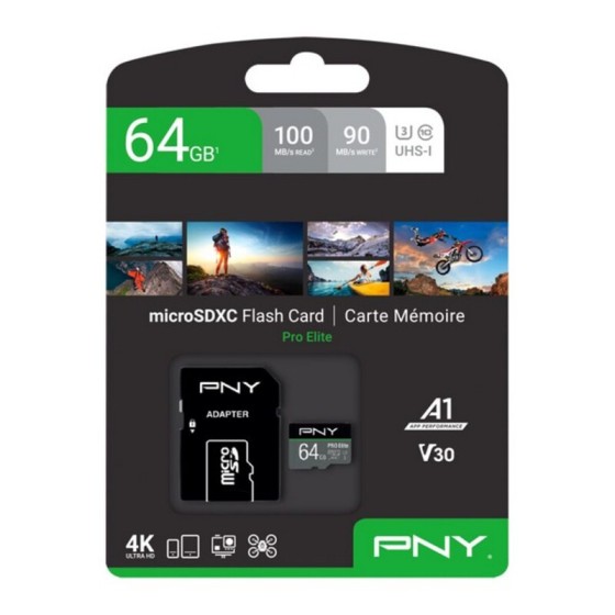 Carte Mémoire Micro SD avec Adaptateur PNY Pro Elite C10