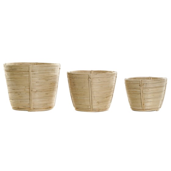 Set de pots DKD Home Decor Naturel Rotin (25 x 25 x 20 cm) (3 pcs)