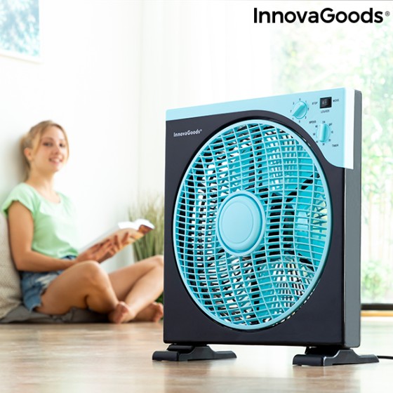 Ventilateur de Sol Box InnovaGoods Ø 30 cm 50W Noir Bleu