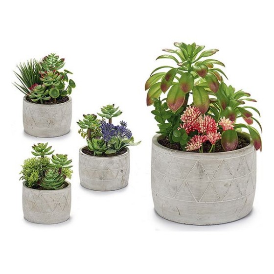 Plante décorative Plastique Céramique Gris Vert (14 x 20 x 14 cm)