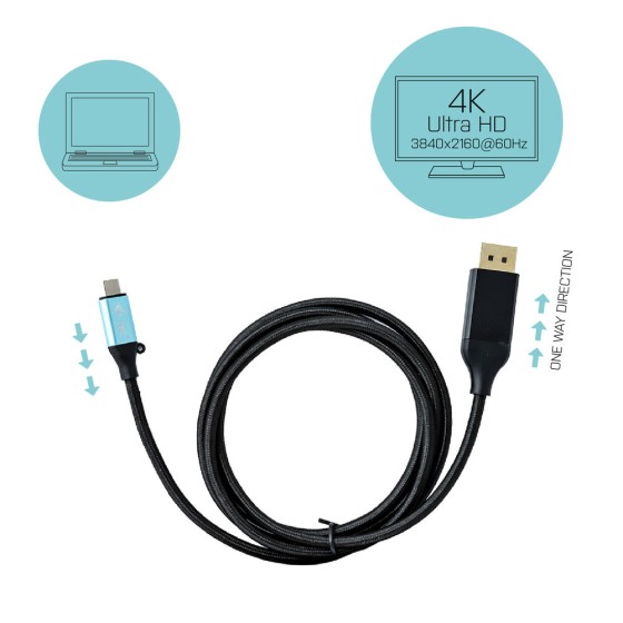 Adaptateur USB C vers DisplayPort i-Tec C31CBLDP60HZ2M       (2 m) 4K Ultra HD Noir