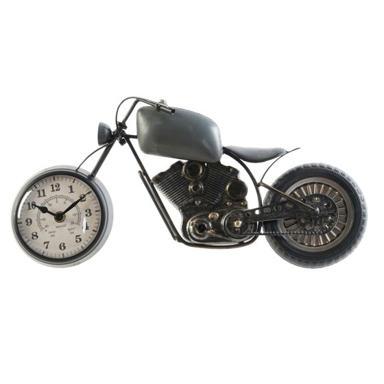 Horloge Murale DKD Home Decor Verre Noir Gris Moto Blanc Fer (44 x 8 x 21 cm)
