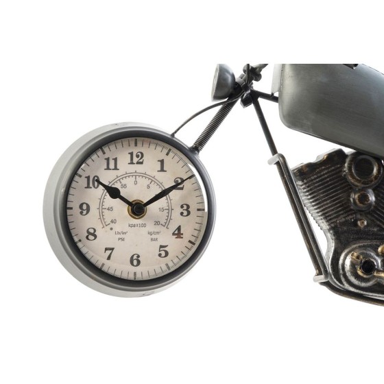 Horloge Murale DKD Home Decor Verre Noir Gris Moto Blanc Fer (44 x 8 x 21 cm)