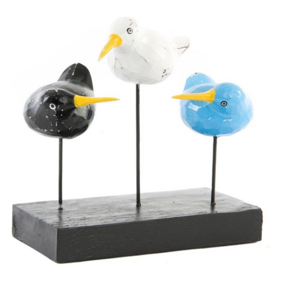 Figurine Décorative DKD Home Decor Bois Métal Oiseaux Finition vieillie