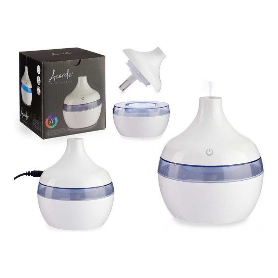 Humidificateur à Diffuseur d'Arômes avec LED Multicolore Blanc Plastique (11 x 11 x 11 cm) (300 ml)