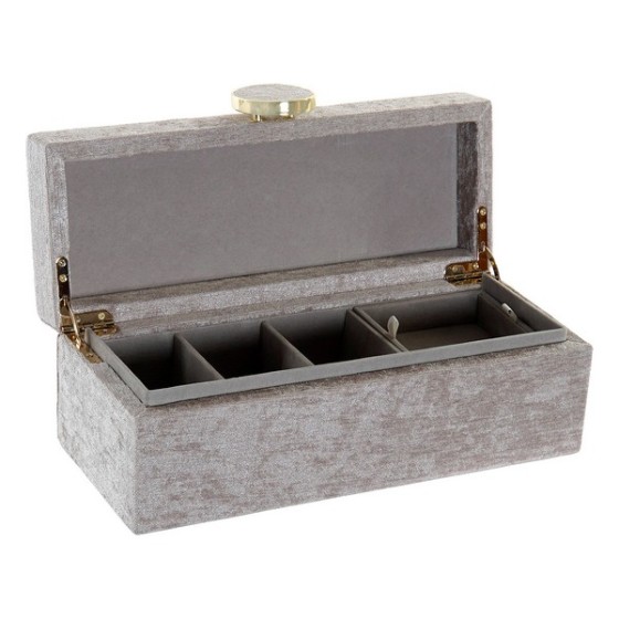Boîte à bijoux DKD Home Decor Velours Beige Polyester (29 x 12 x 10 cm)