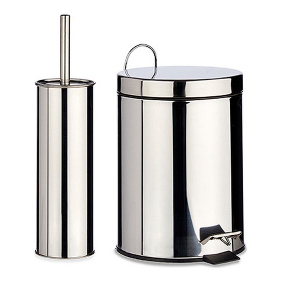 Seau à pédale et poubelle de toilette Acier 5L Argenté