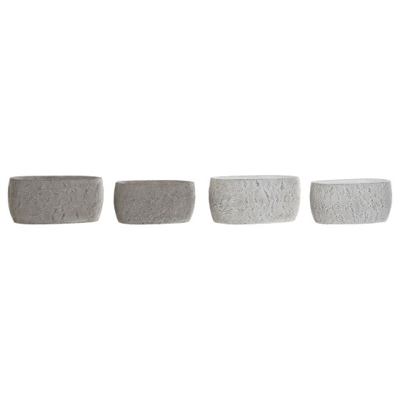 Set de pots DKD Home Decor Gris Ciment Blanc (21 x 12 x 10 cm) (2 pcs) (24 x 14 x 11 cm)