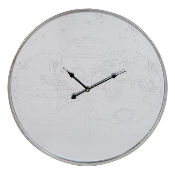 Horloge Murale DKD Home Decor Mappemonde Métal Miroir (60 x 4 x 60 cm)