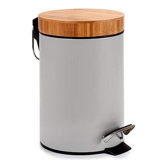 Corbeille à papier Gris Métal Plastique Bambou (3000 ml) (3L)