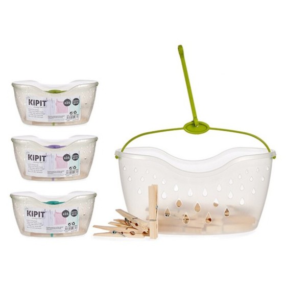 Panier pour pinces à linge (24 pcs) Bois