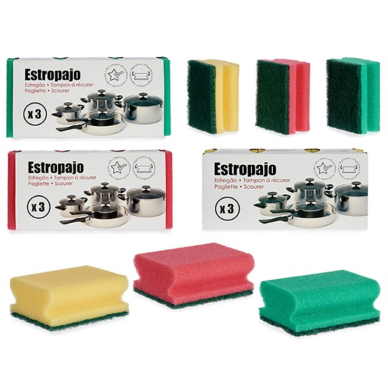 Tampon à récurer Mousse Plastique (3 Pièces)