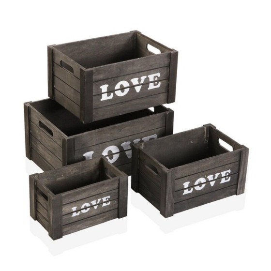 Set de boîtes décoratives Love Bois (4 pcs)