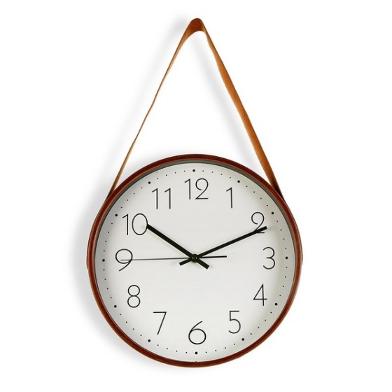 Horloge Murale Bois Cuir Synthétique (4,5 x 53 x 31,7 cm)