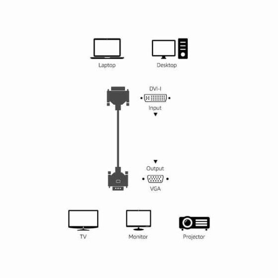 Adaptateur DVI-I VGA (0,91 cm) (Reconditionné A+)