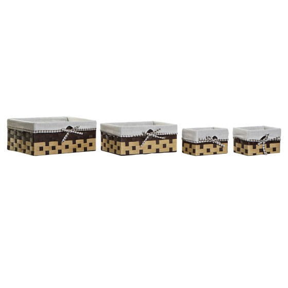 Set de basket DKD Home Decor Salles de bains Lin Fibre Traditionnel (3 pcs)