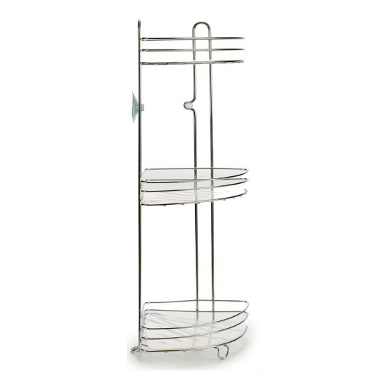 Étagère d'Angle Transparent Plastique Chrome métallique inoxydable (20,5 x 59,5 x 26,5 cm)
