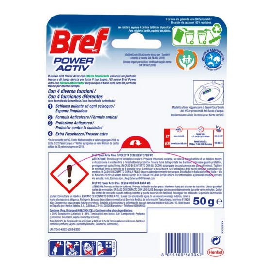 Nettoyant WC Bref Power Activ Pin (2 uds)