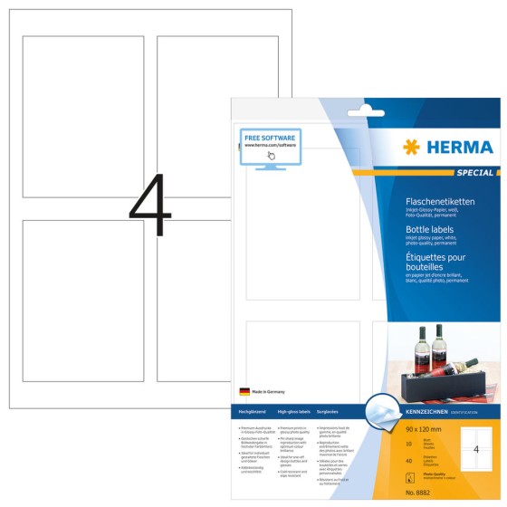 Adhésifs/étiquettes HERMA Blanc (90 x 120 mm) (Reconditionné D)